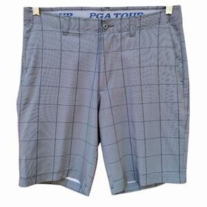 PGA TOUR | Mens Grey Performance 4 Way Stretch Flat Front Golf Shorts 34